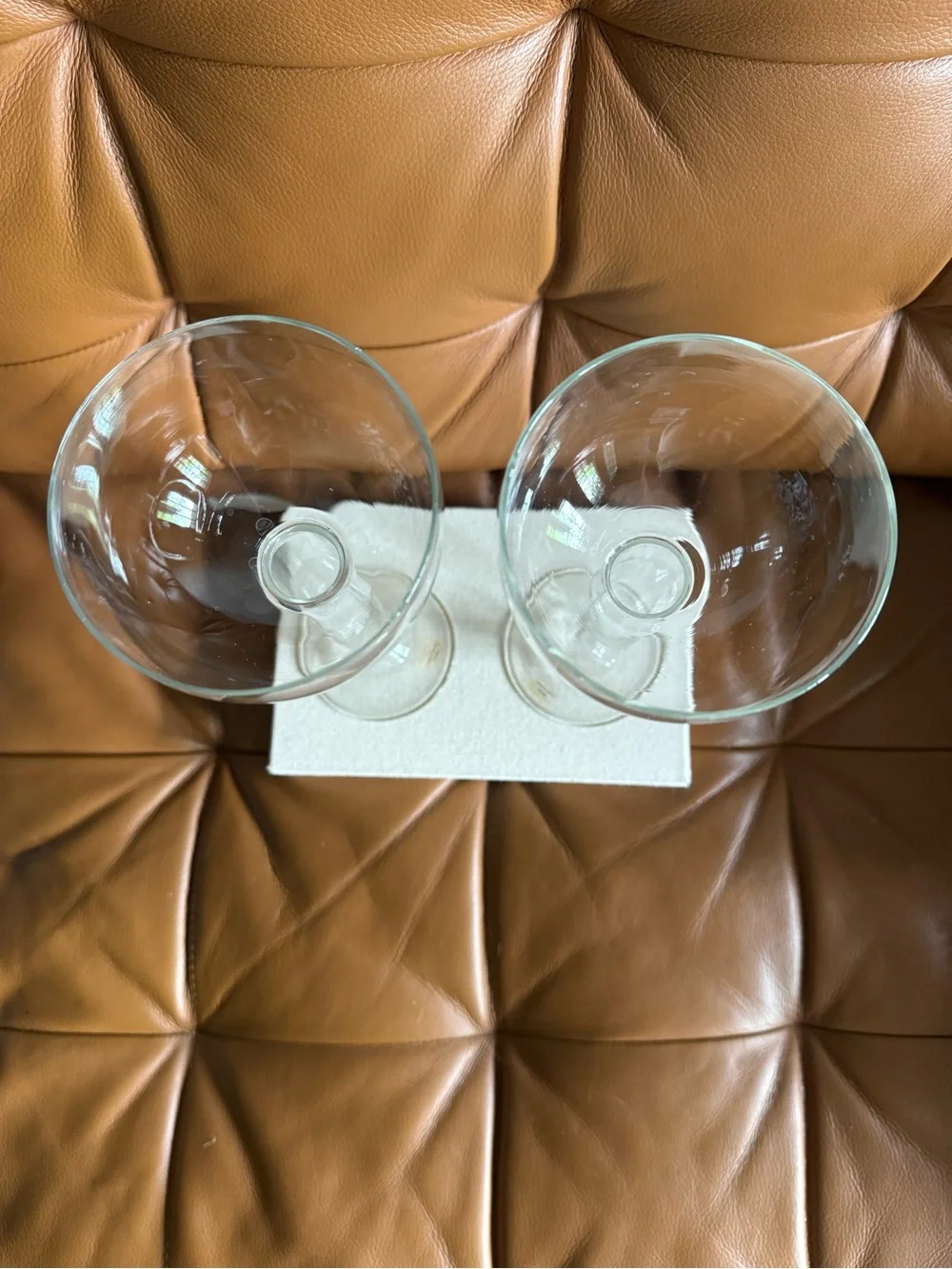 Crate&Barrel Tall Hollow Stem Glass Floating Candle Holders Pair